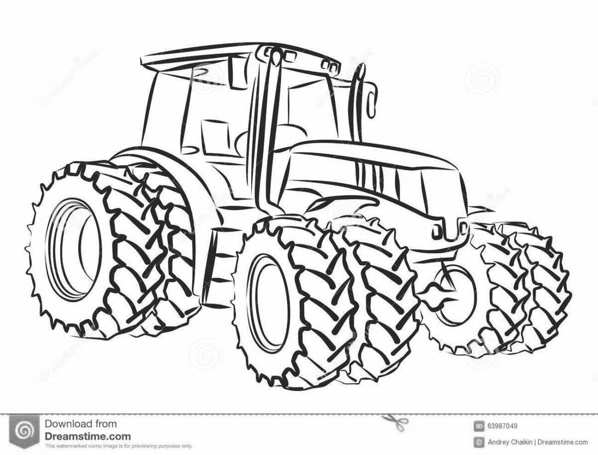 Coloring bright racing tractor
