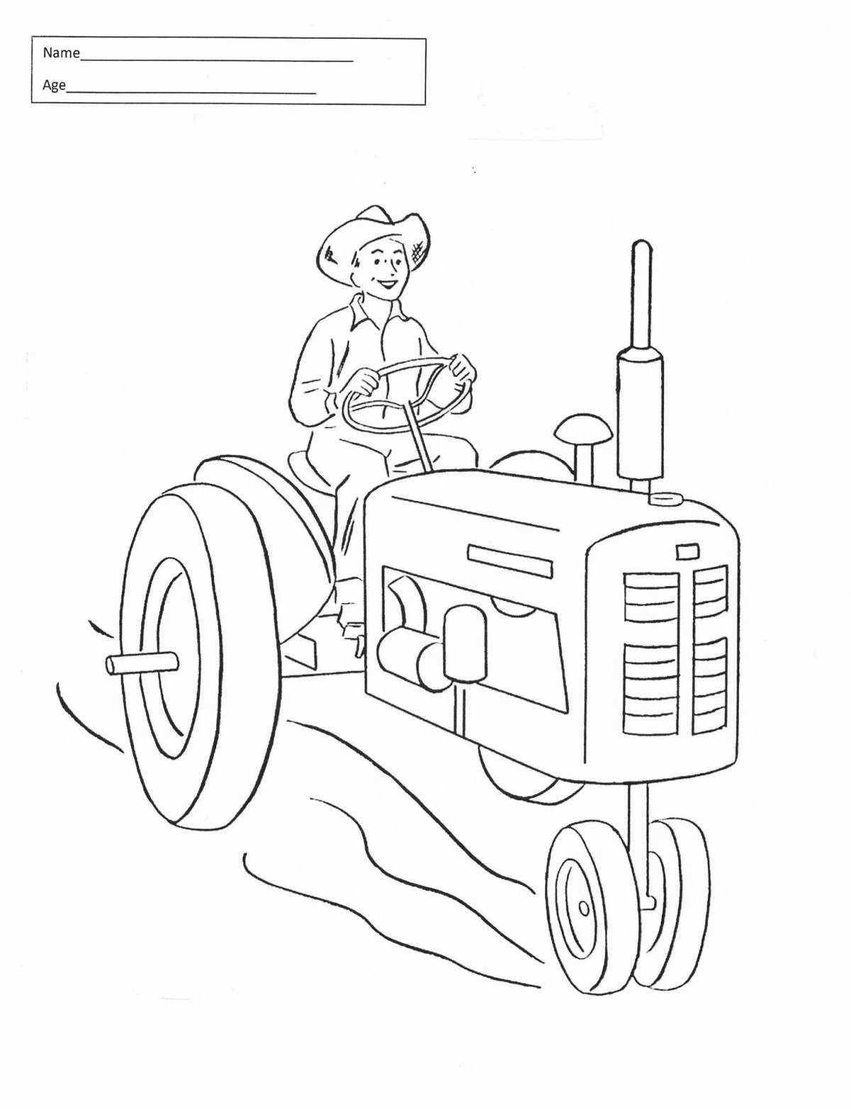 Раскраска сияющий гоночный трактор