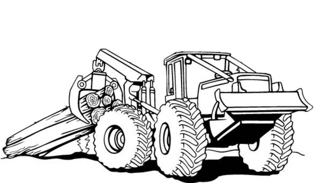 Coloring page funny racing tractor