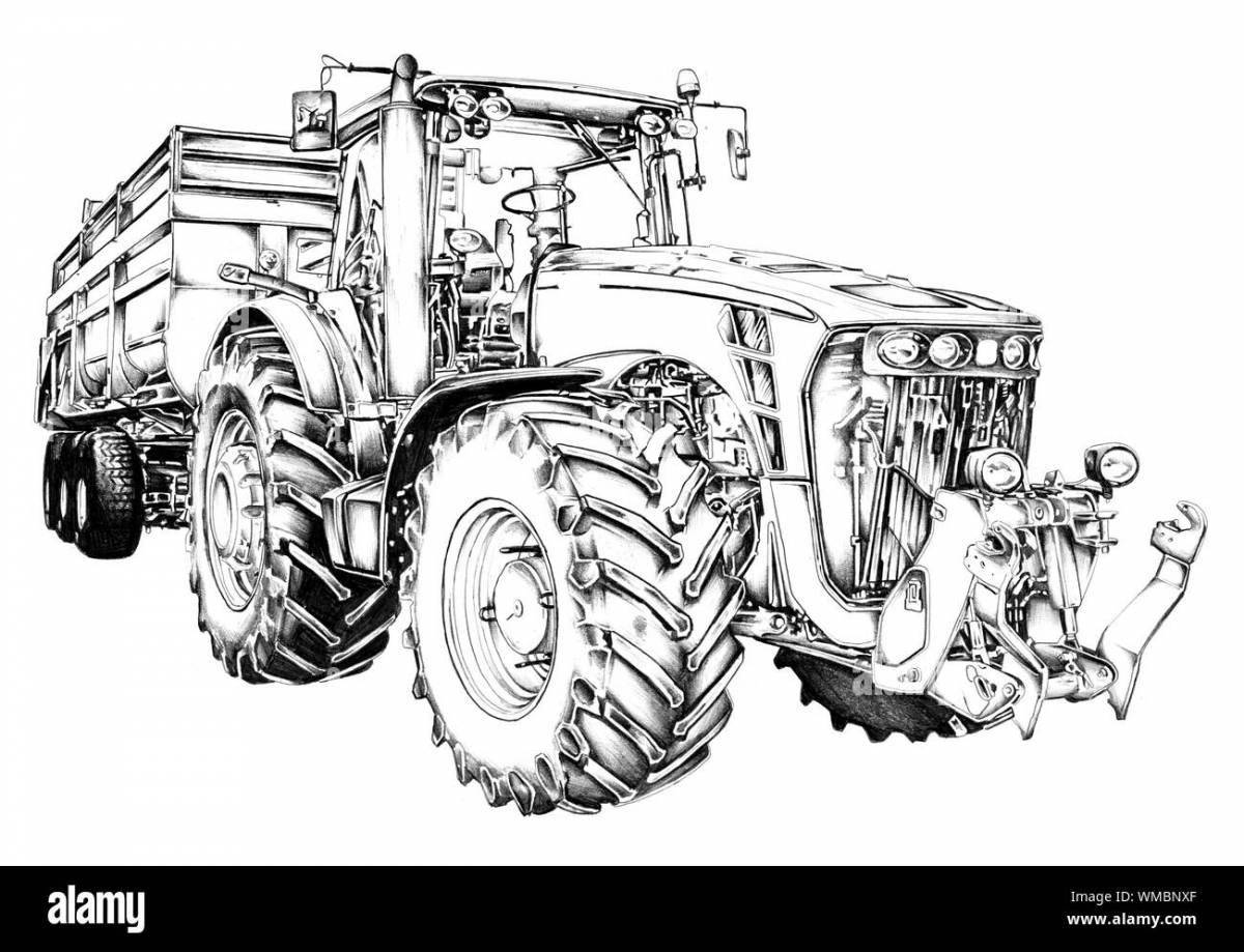 Анимированная страница раскраски гоночного трактора
