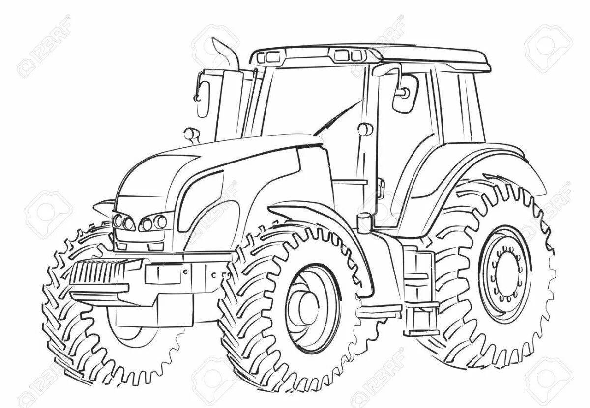 Fancy racing tractor coloring page