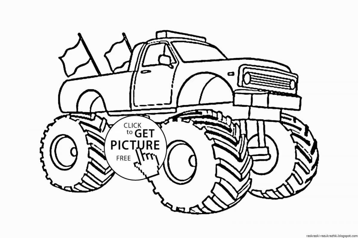 Photo Adorable racing tractor coloring page