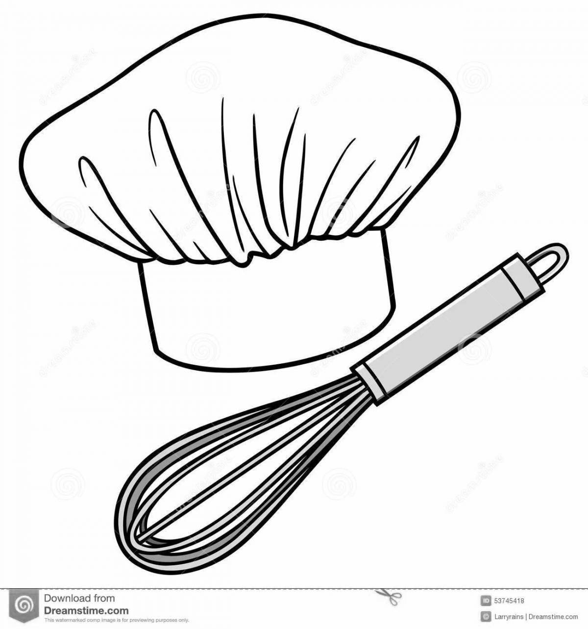 Coloring book cheerful chef's hat