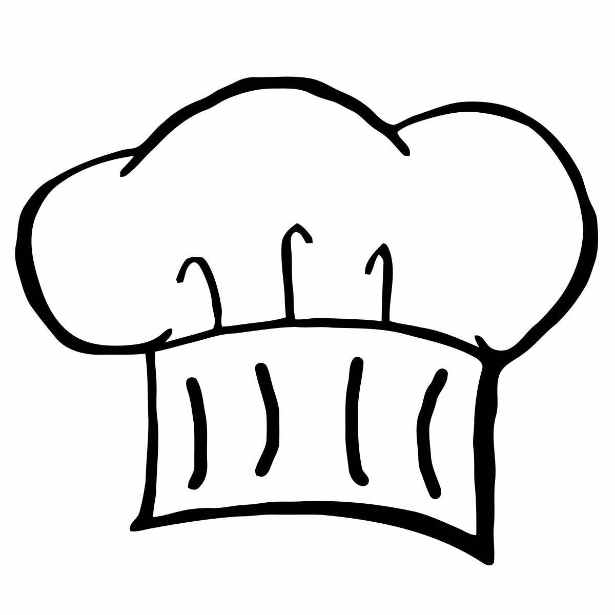 Playful chef hat coloring page