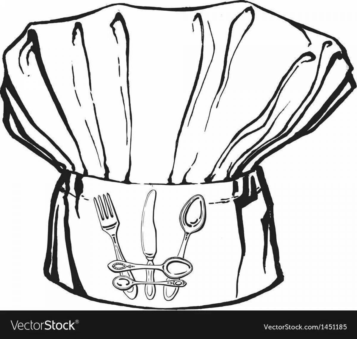 Раскраска Раскраска милая шляпа повара