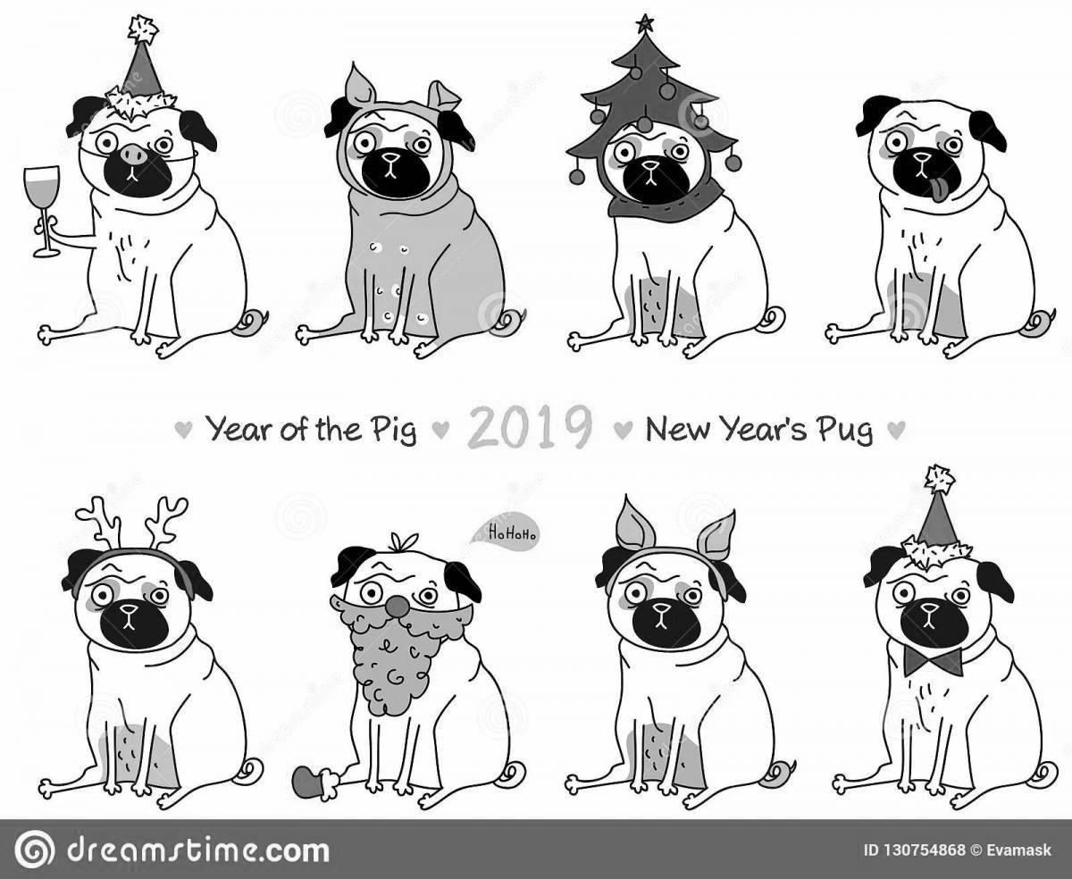 Fabulous pug Christmas coloring book