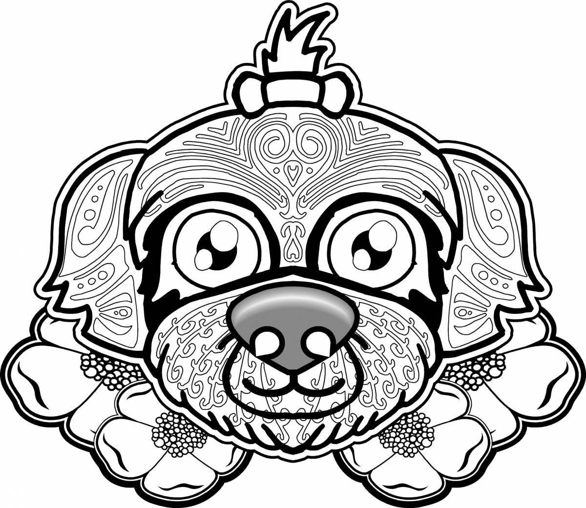 Coloring page joyful pug for the new year
