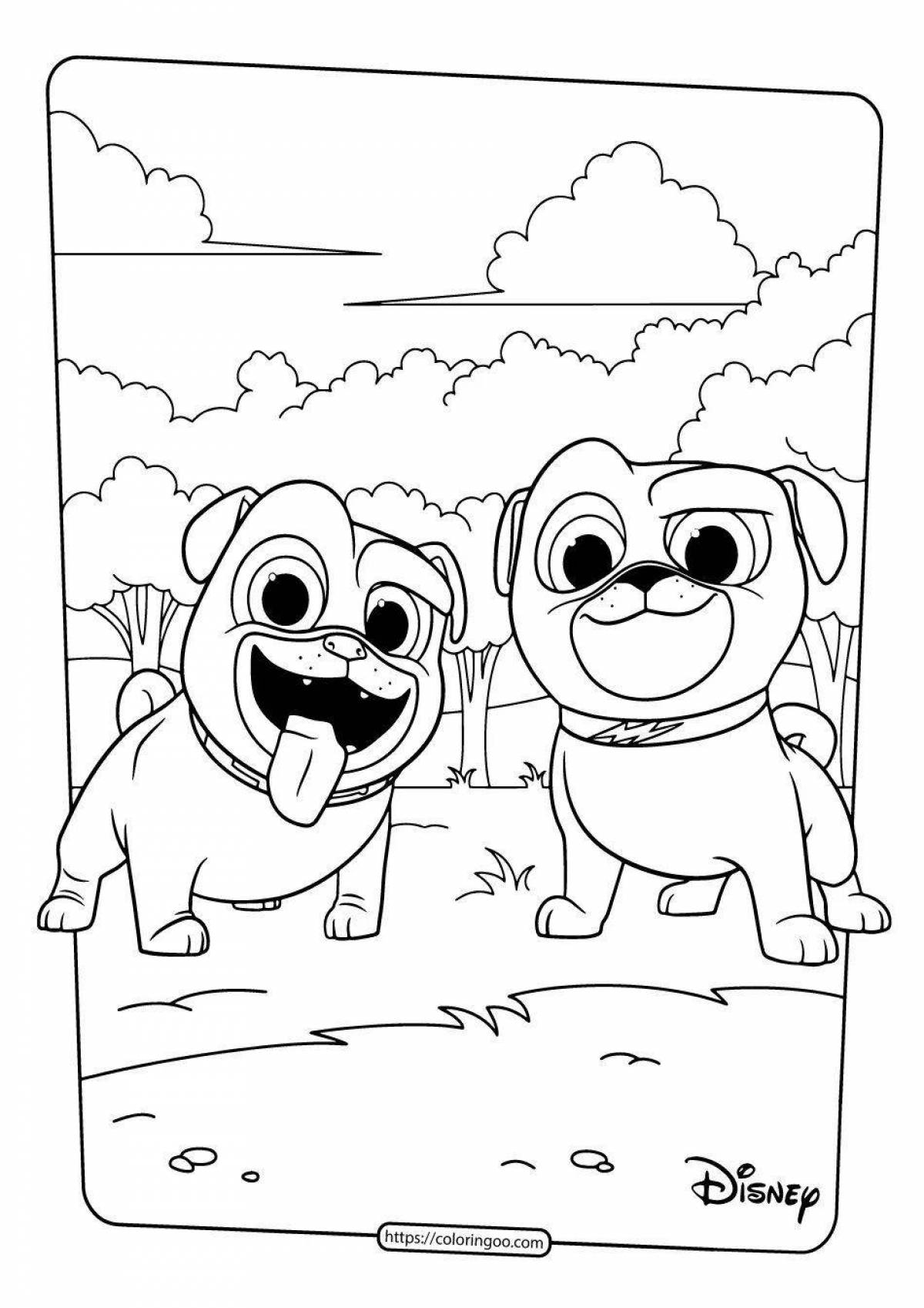 Coloring book exotic pug for the new year