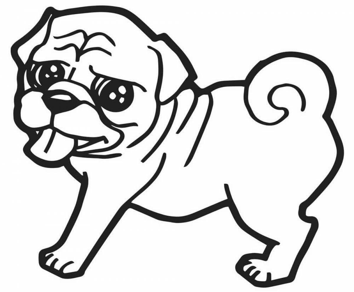 Coloring page glamorous pug for the new year