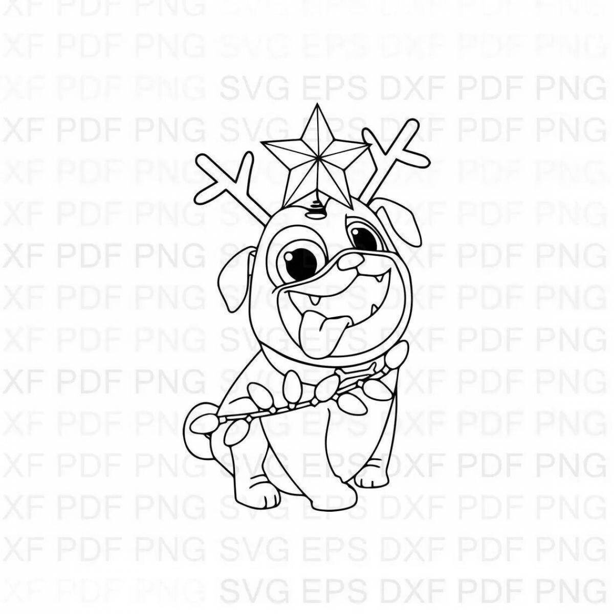 Animated Christmas pug coloring book