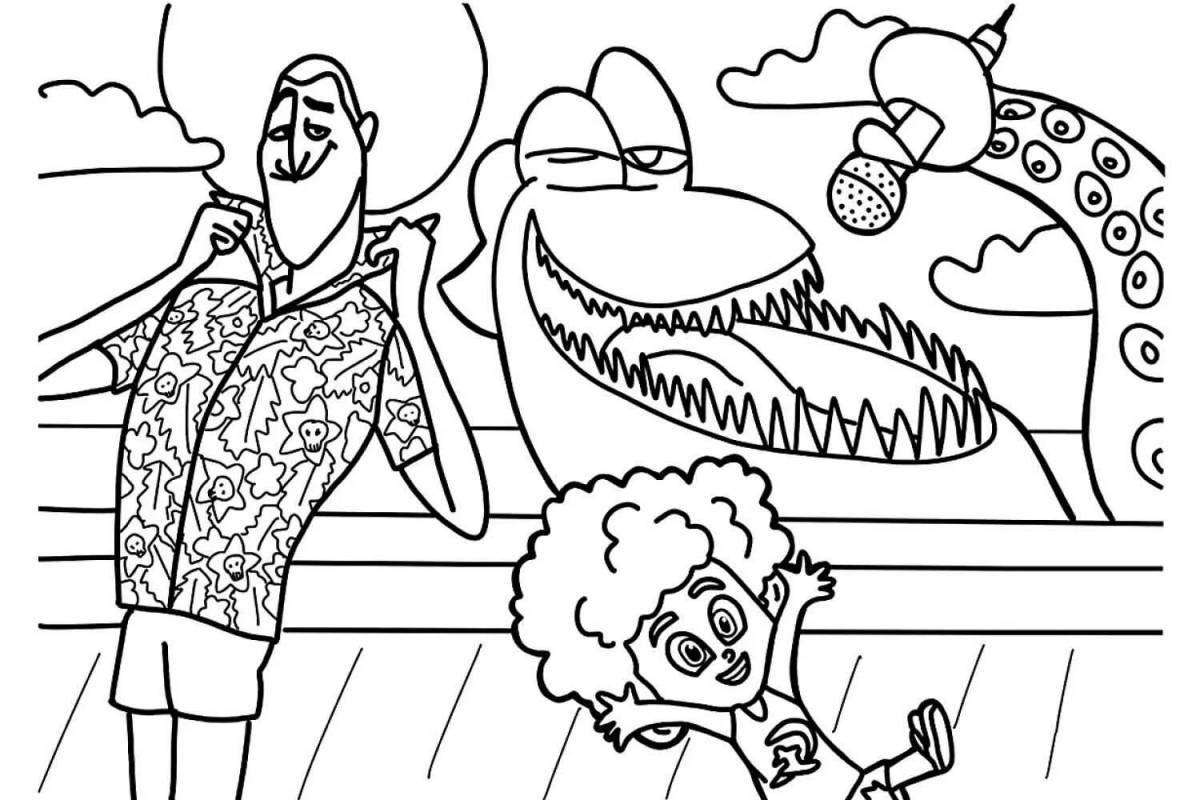 Coloring page cheerful amphibious man