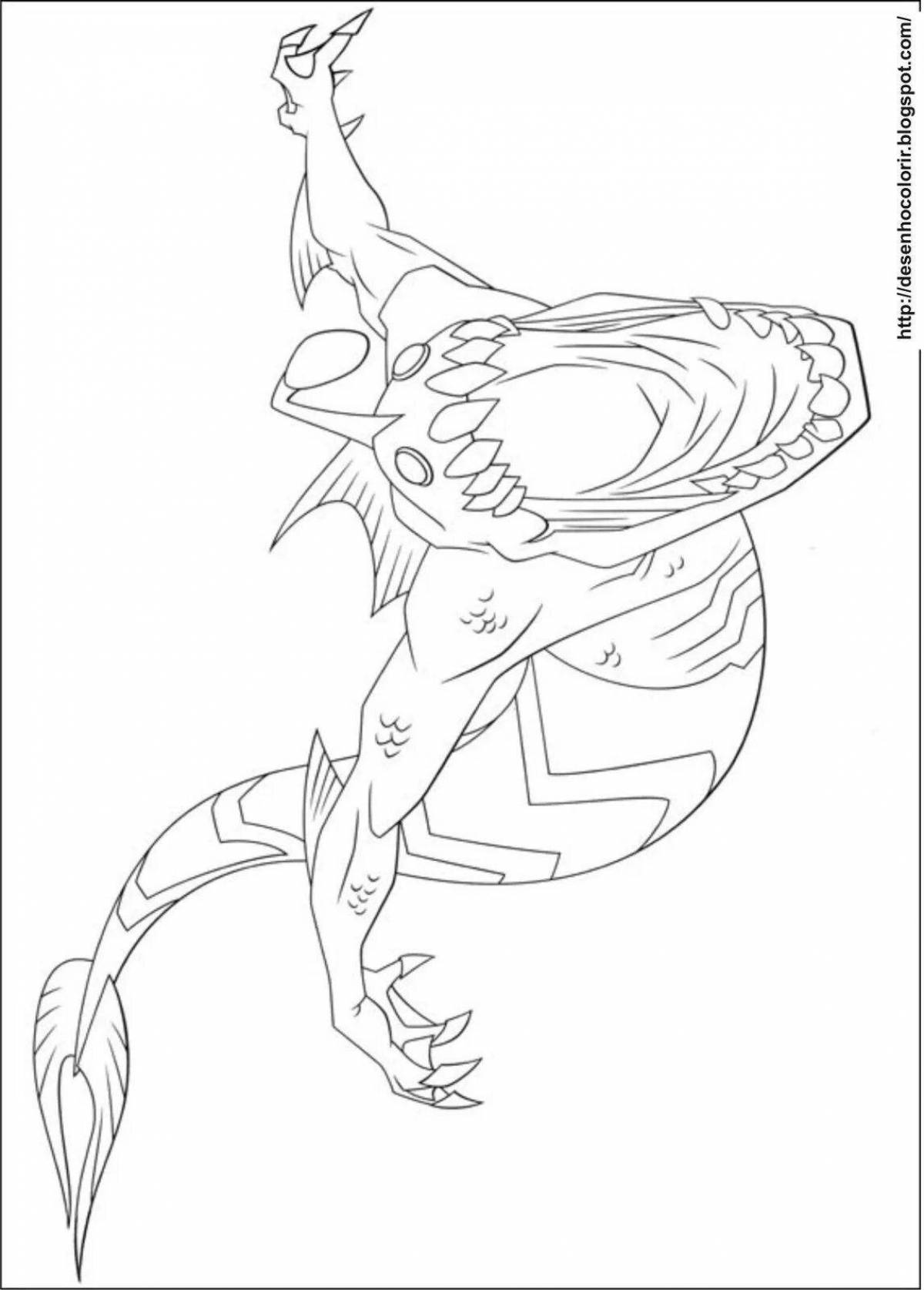 Coloring page cute amphibian man