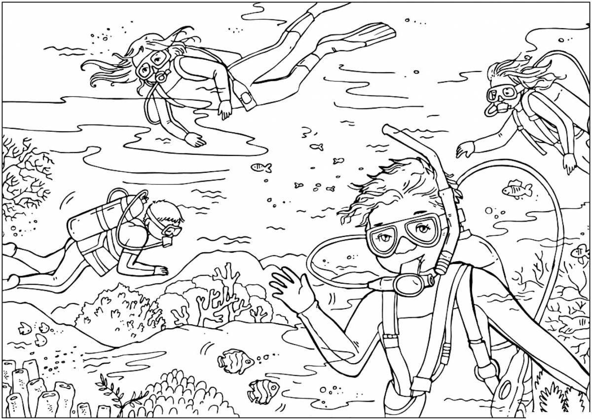 Colourful amphibian man coloring page