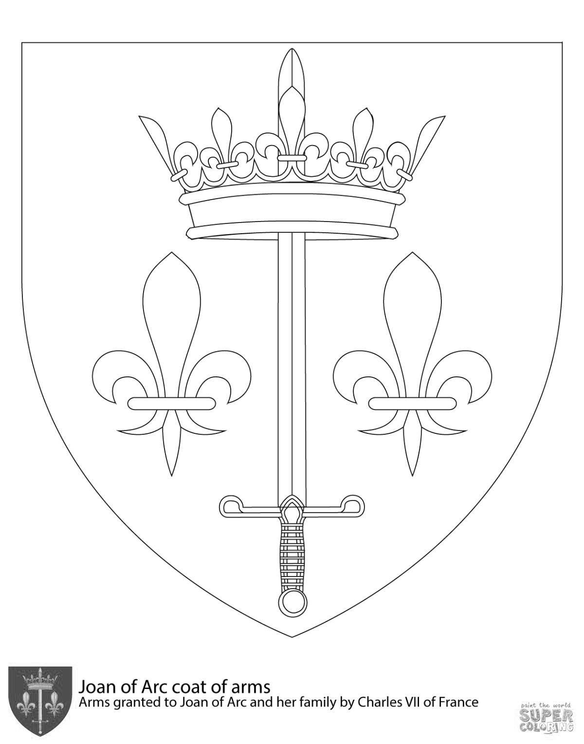 Shiny coloring of the knight's coat of arms