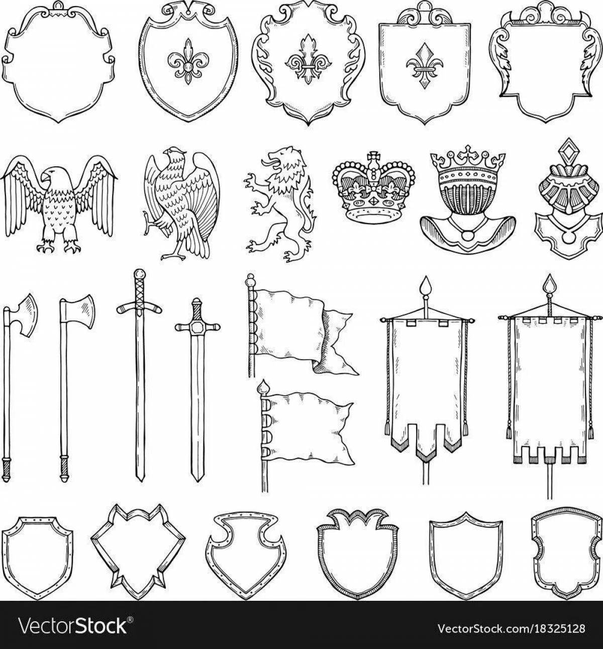 Shining coloring knight coat of arms