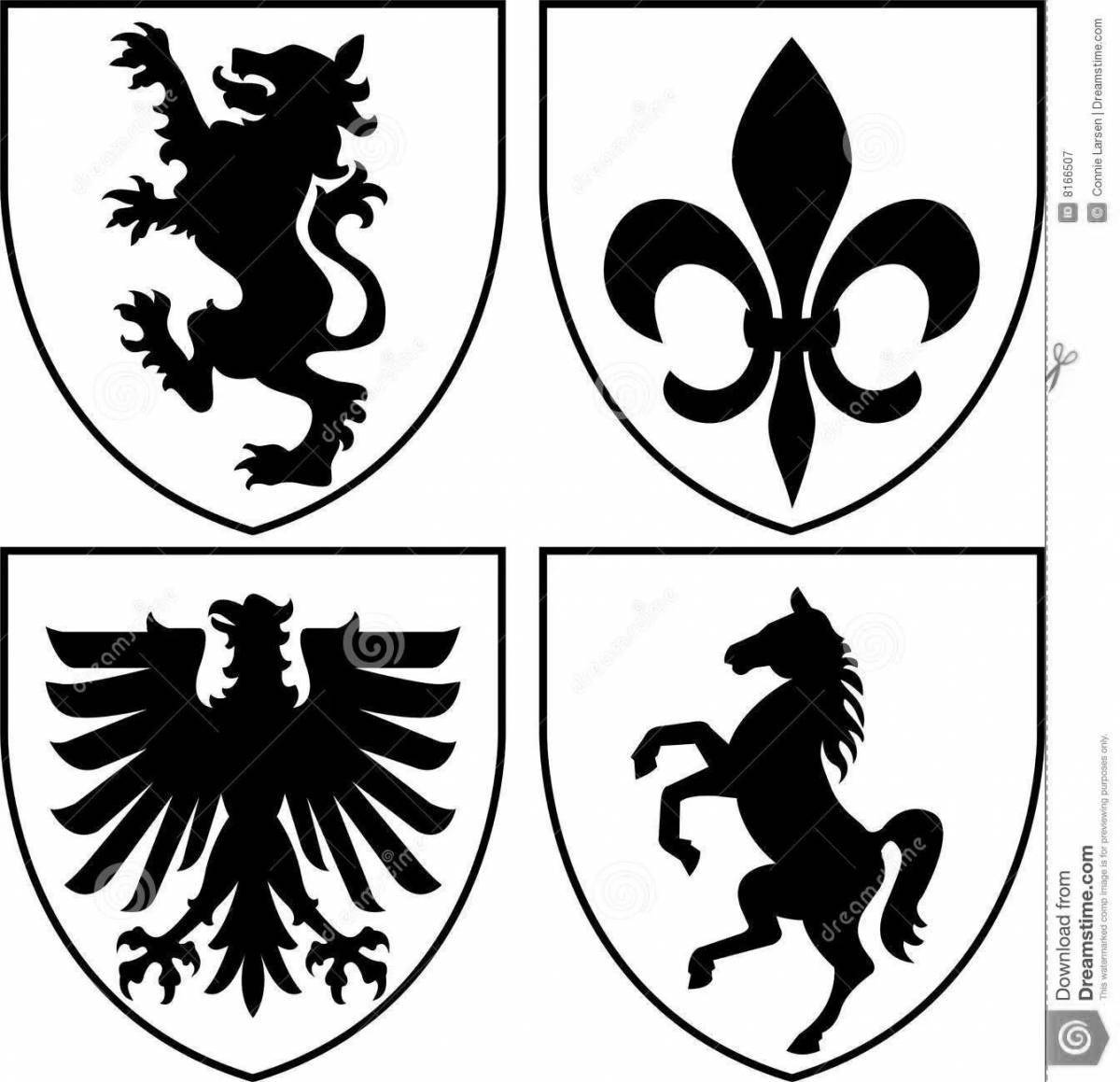 Exalted knight coat of arms coloring page