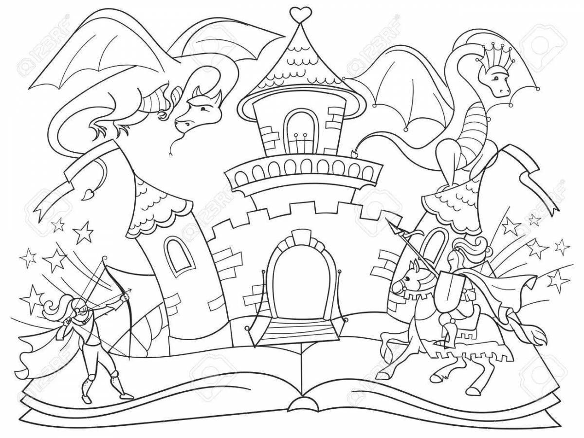 Coloring book dazzling black sea castle