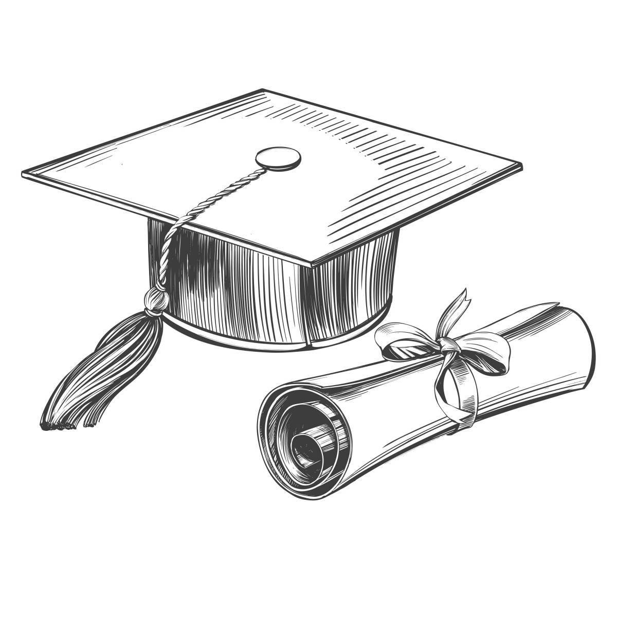 Раскраска Раскраска радостная выпускная кепка