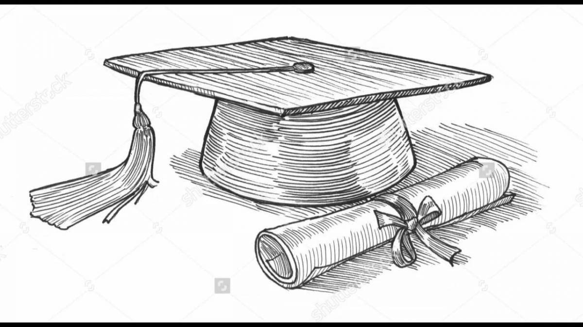 Раскраска Раскраска сияющая выпускная кепка