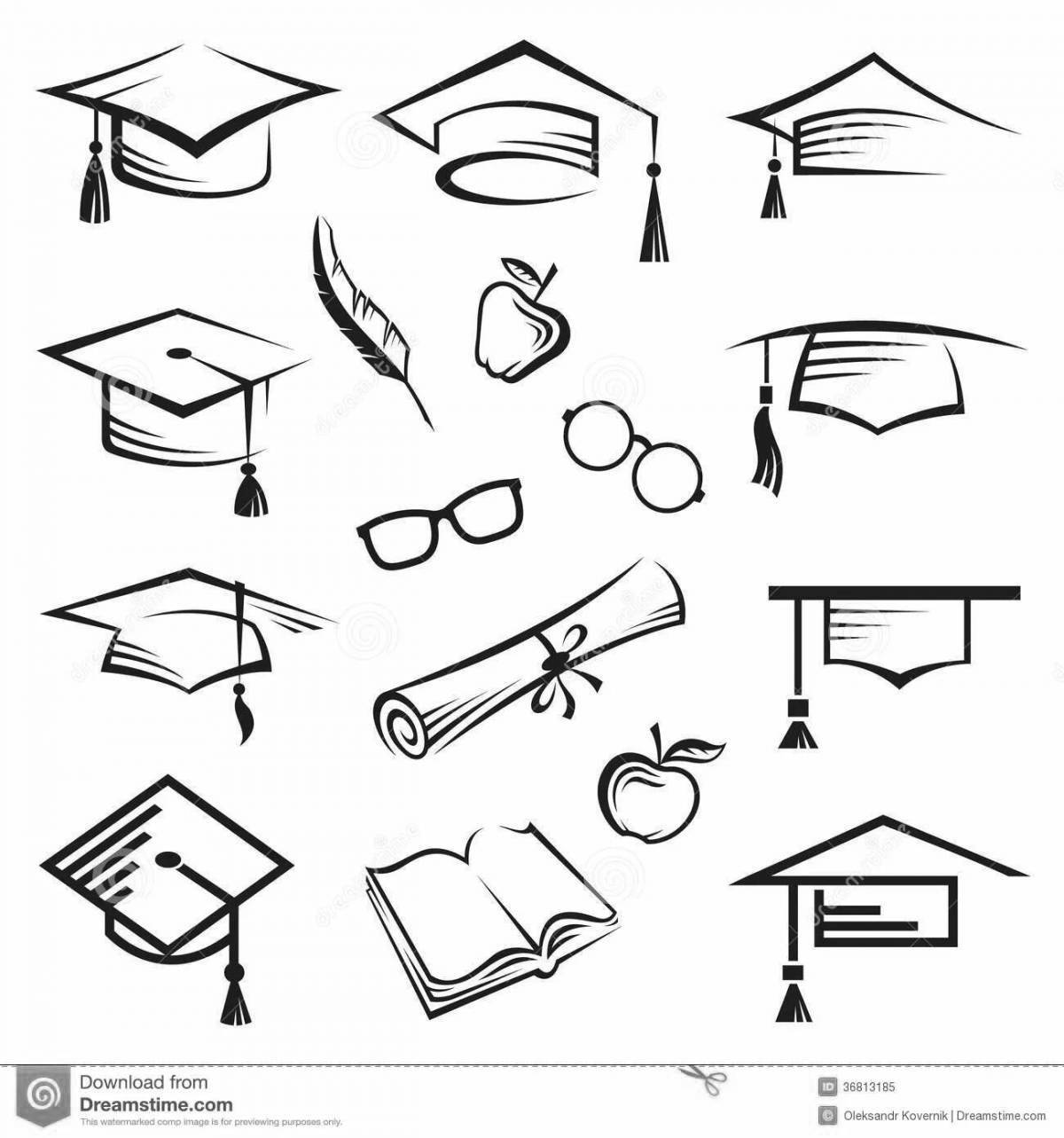 Exciting graduation cap coloring page