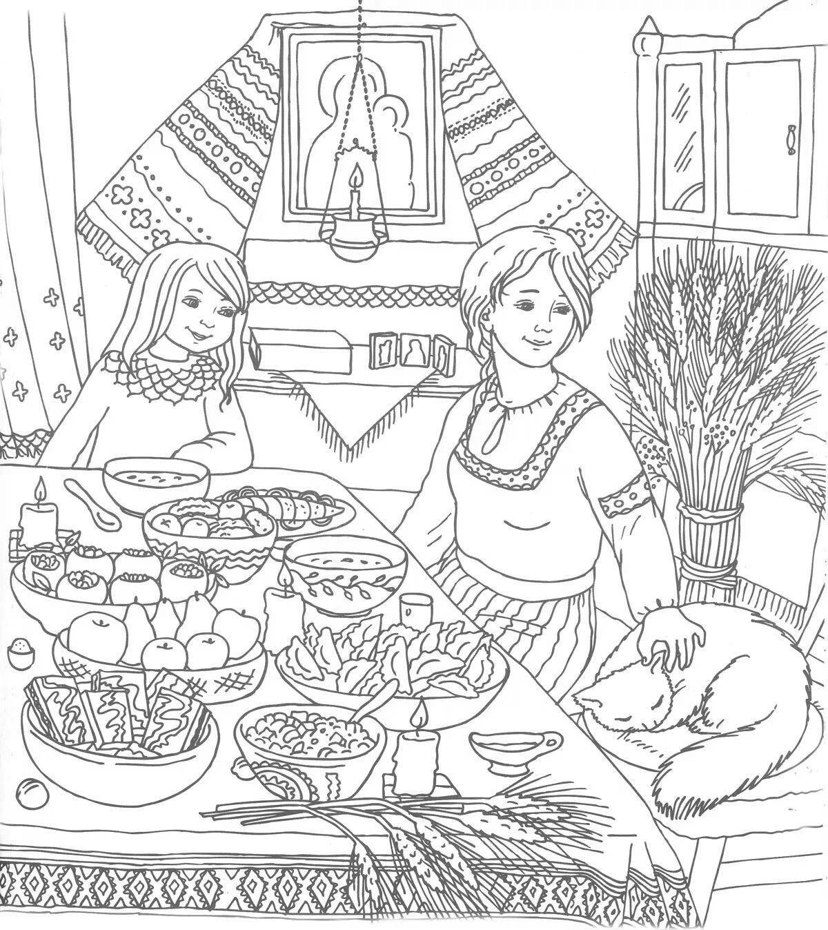 Coloring page rich belarusian cuisine