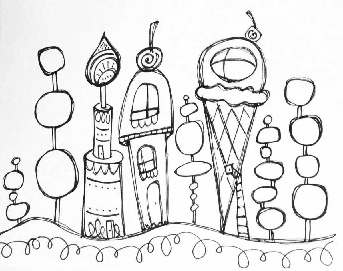 Gorgeous Space City coloring page