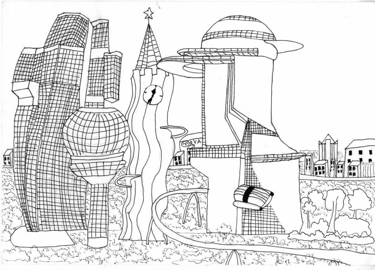 Coloring book gorgeous space city