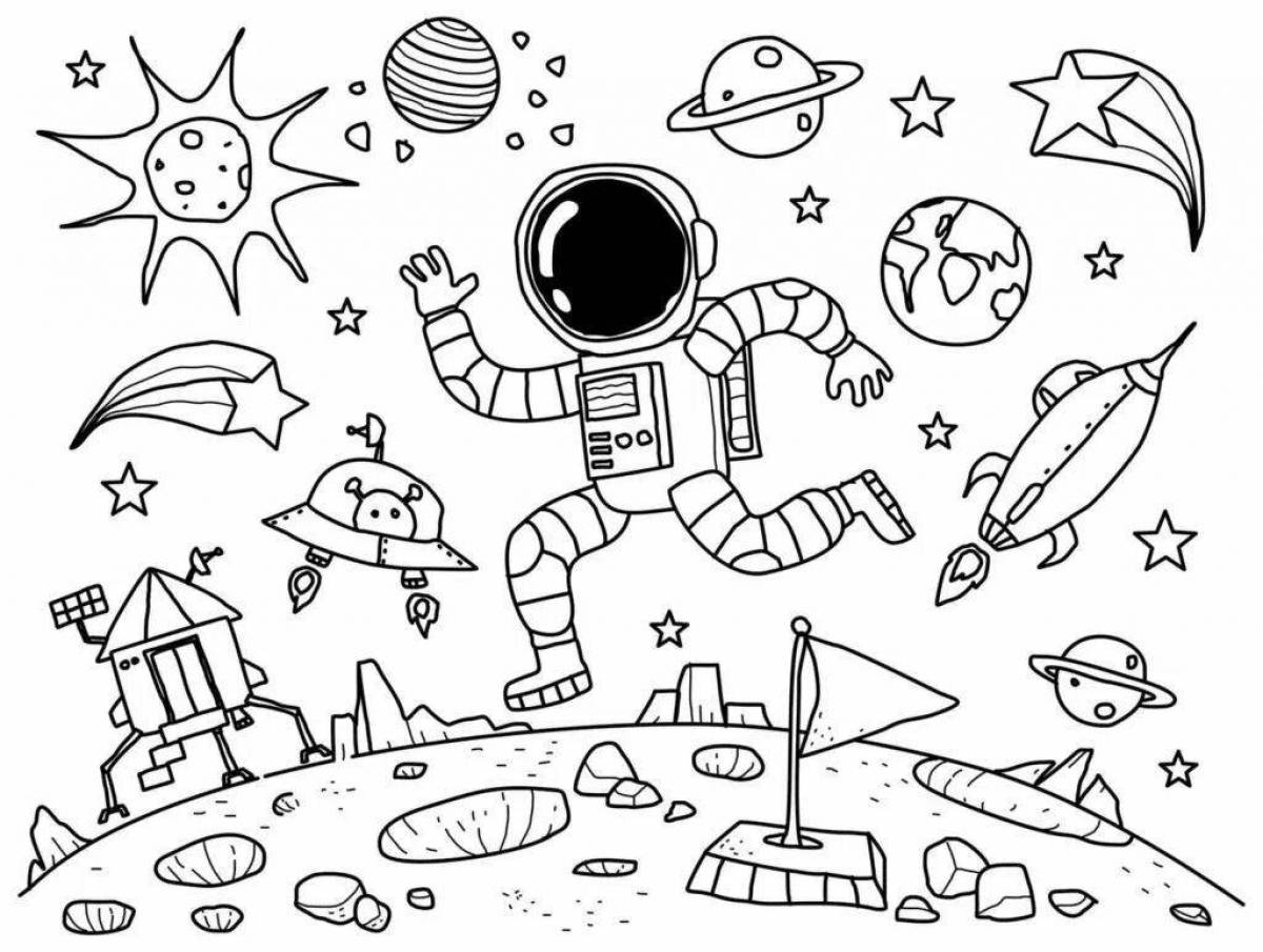 Photo Greatly colored space city coloring page