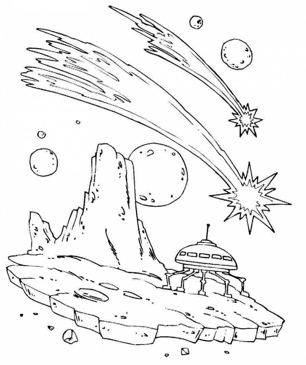 Sparkly space city coloring pages