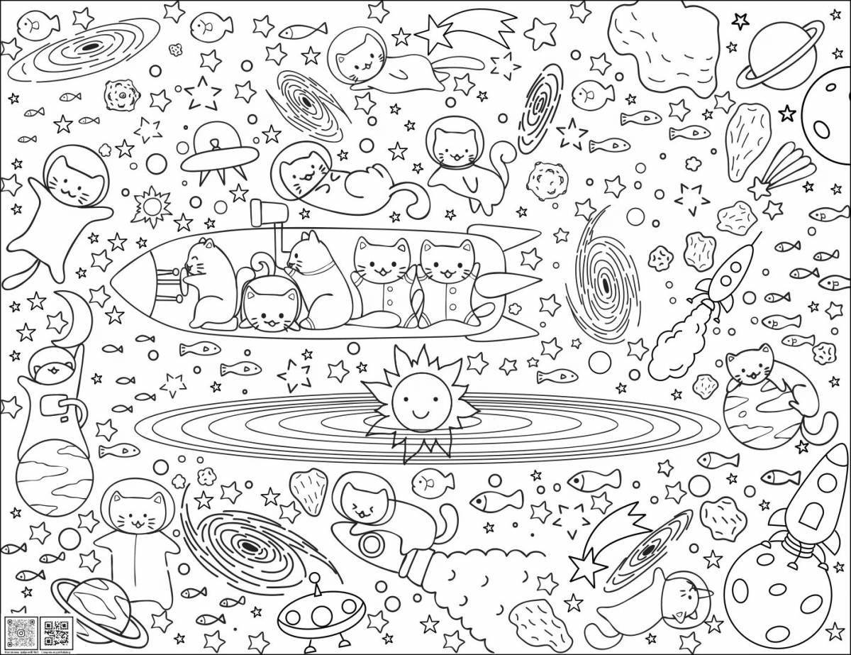 Greatly colored space city coloring page