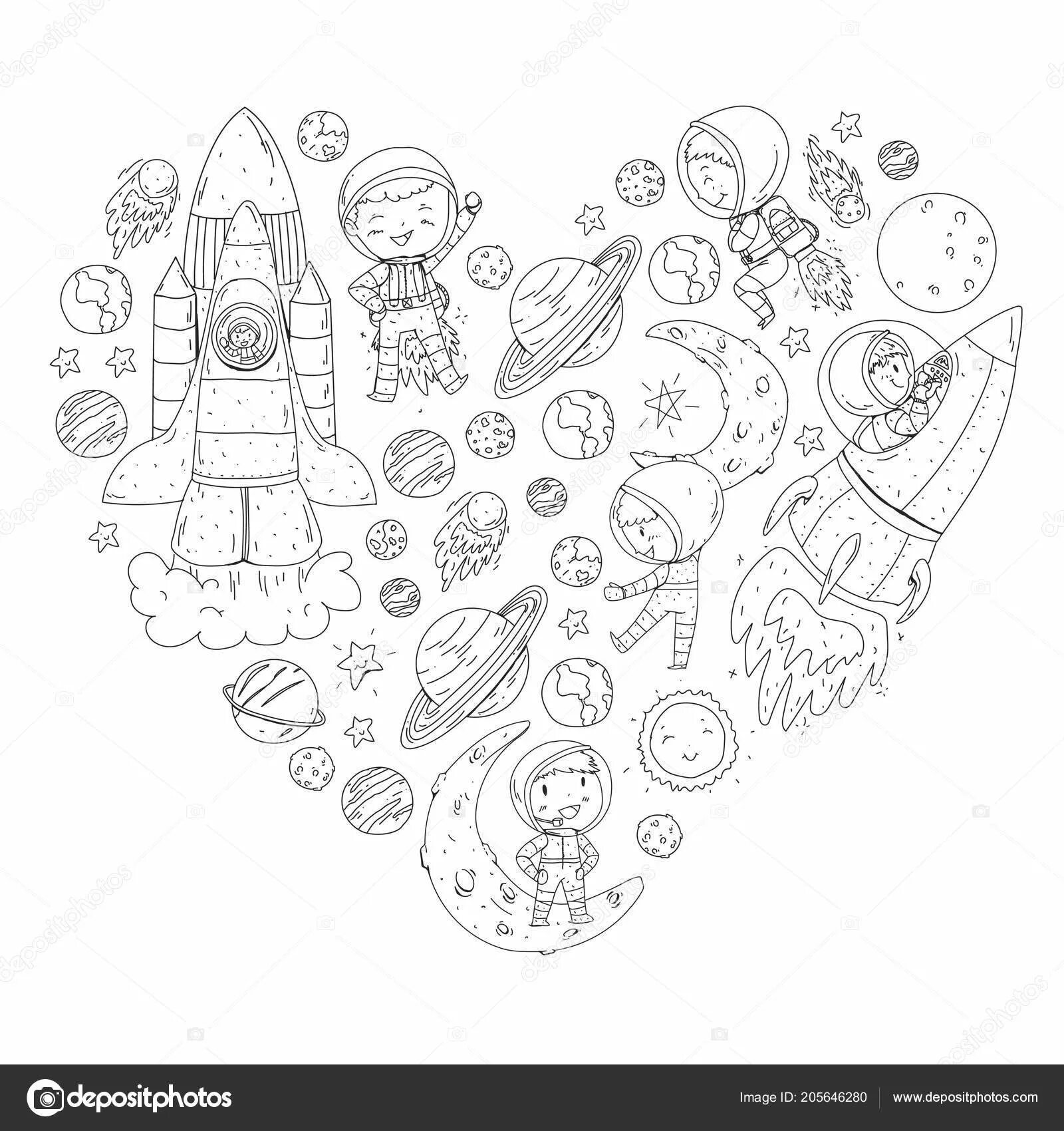 Space City Coloring Page with Rich Colors