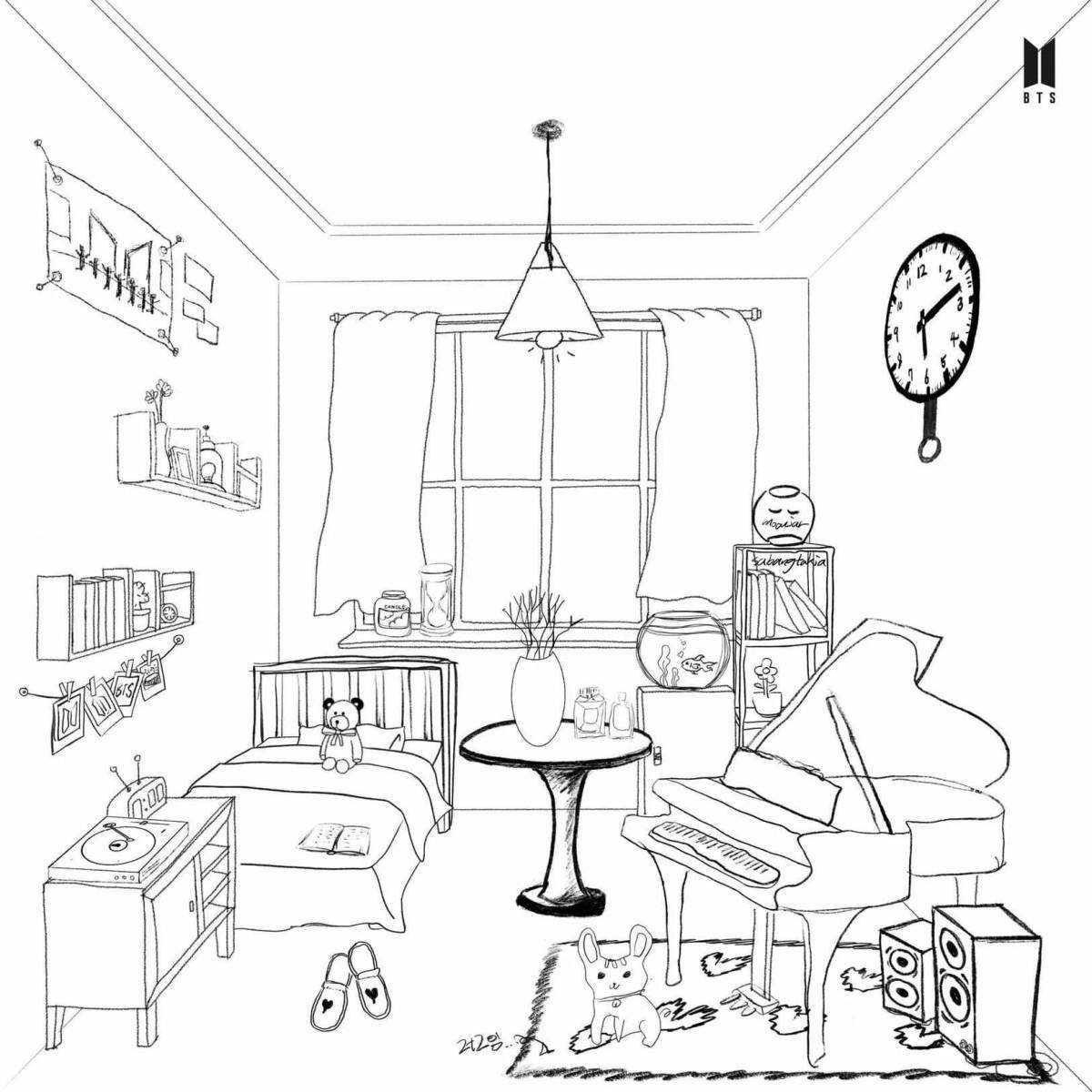 Coloring page adorable room eater