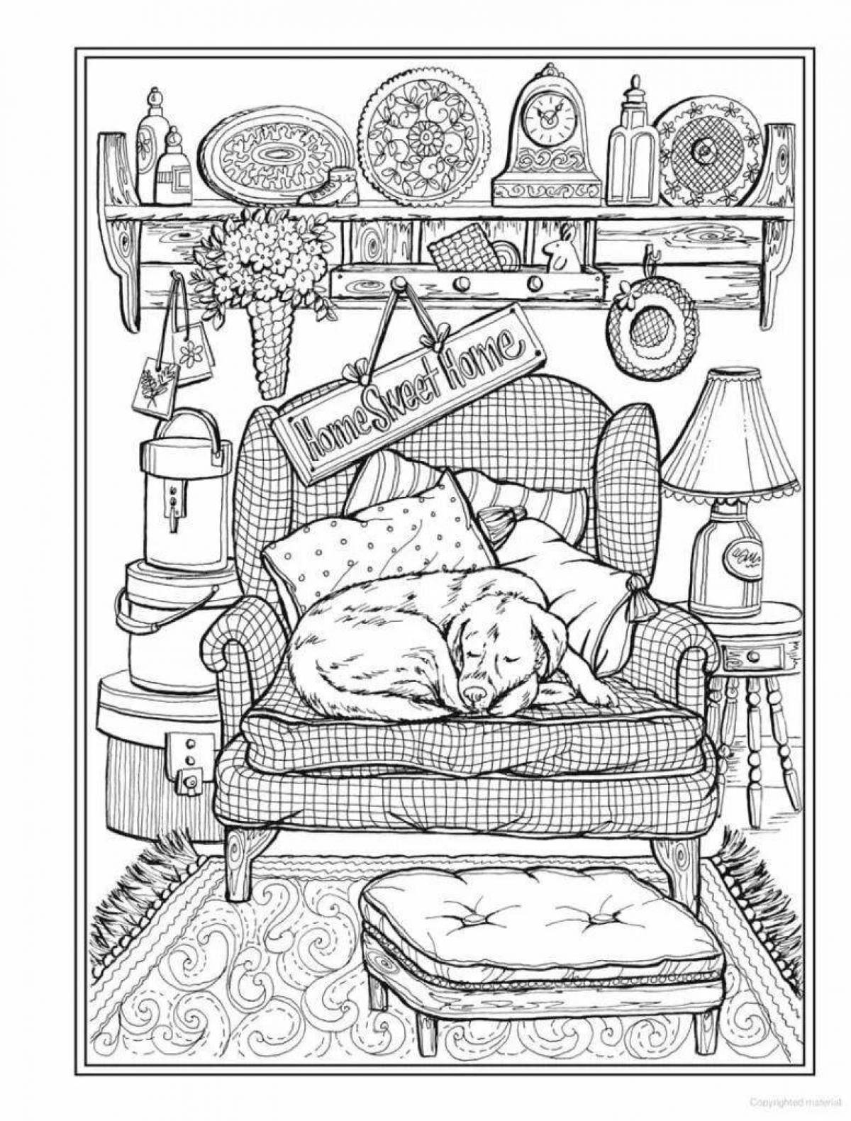 Funny room eater coloring page