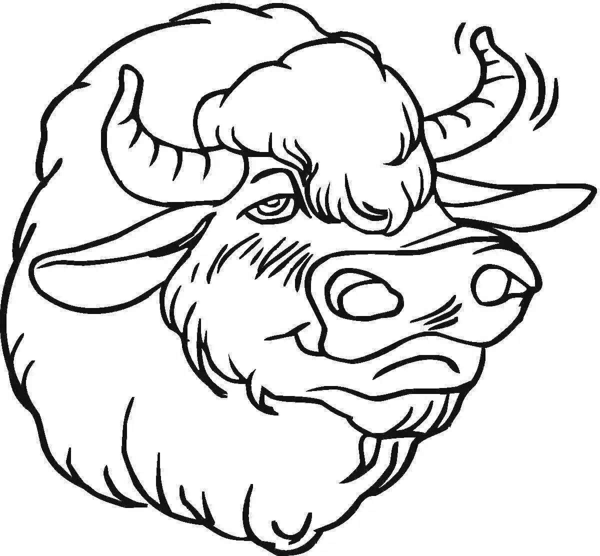 Coloring book bright figurine of a bison