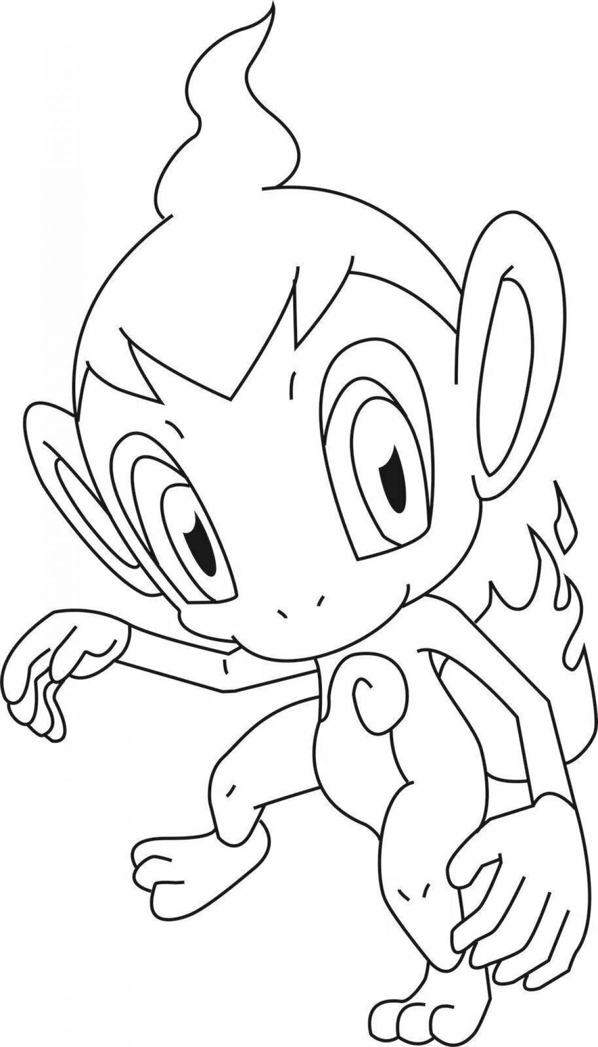 Colorful chimchar coloring page