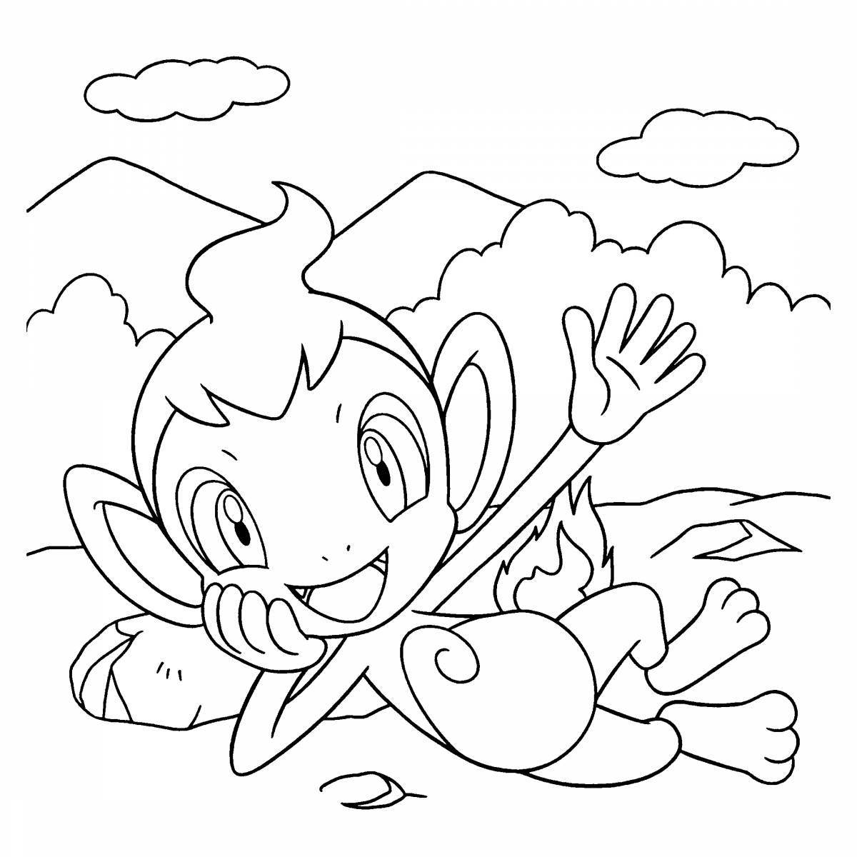 Charming chimchar coloring book