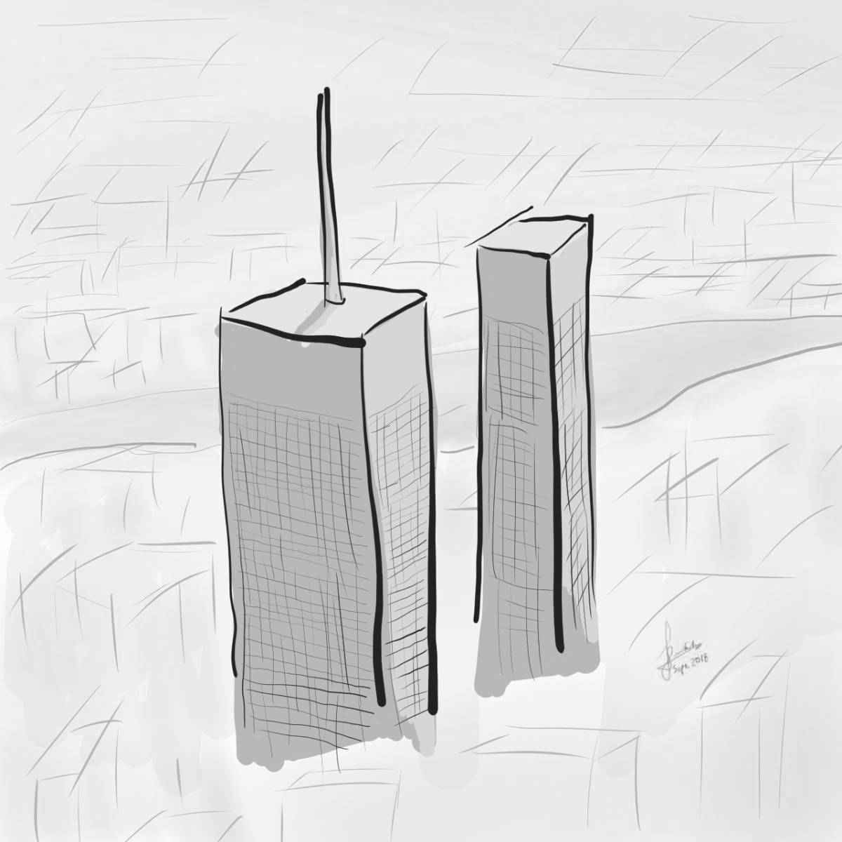 Great twin towers coloring page