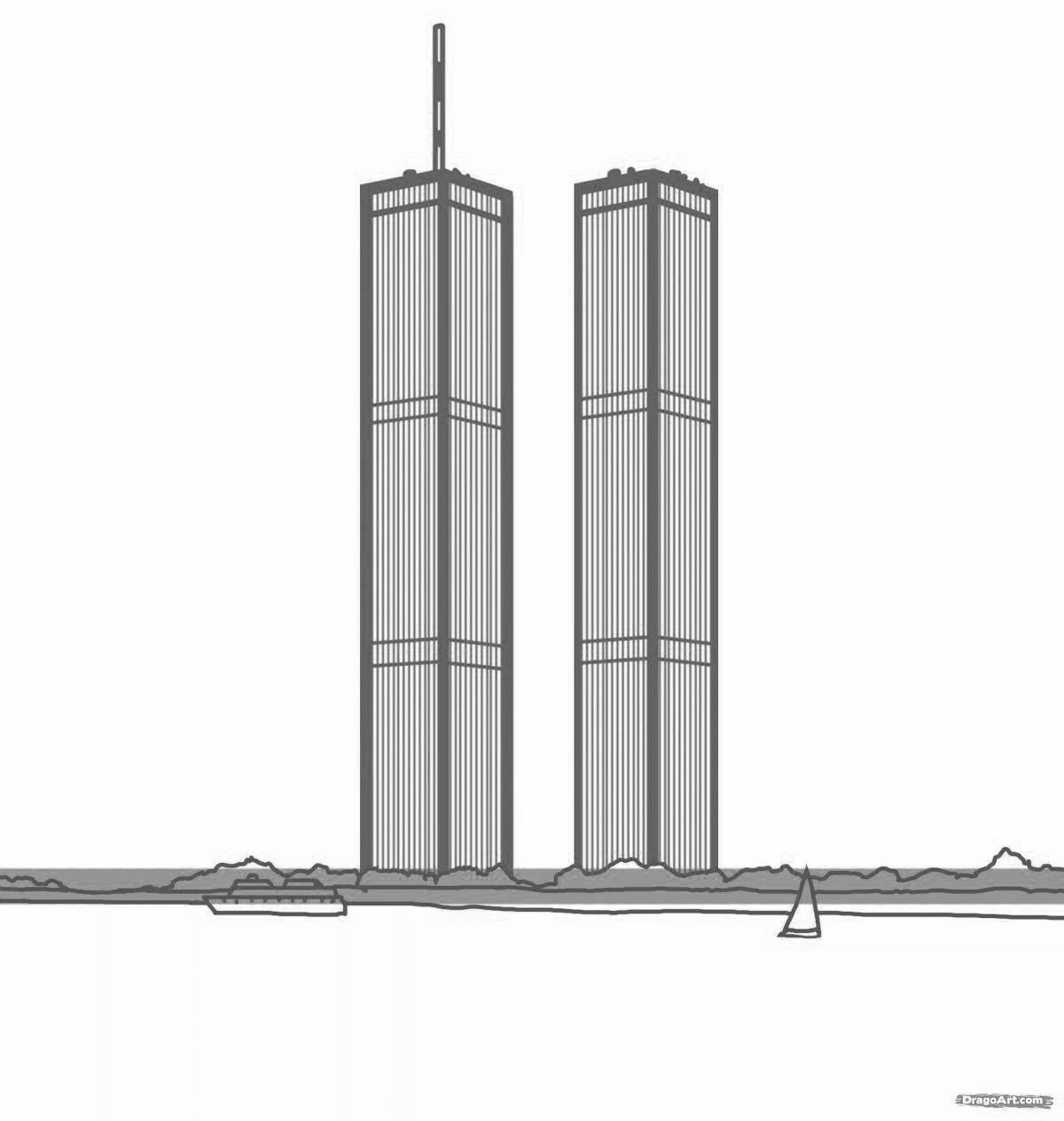 Twin Towers amazing coloring pages