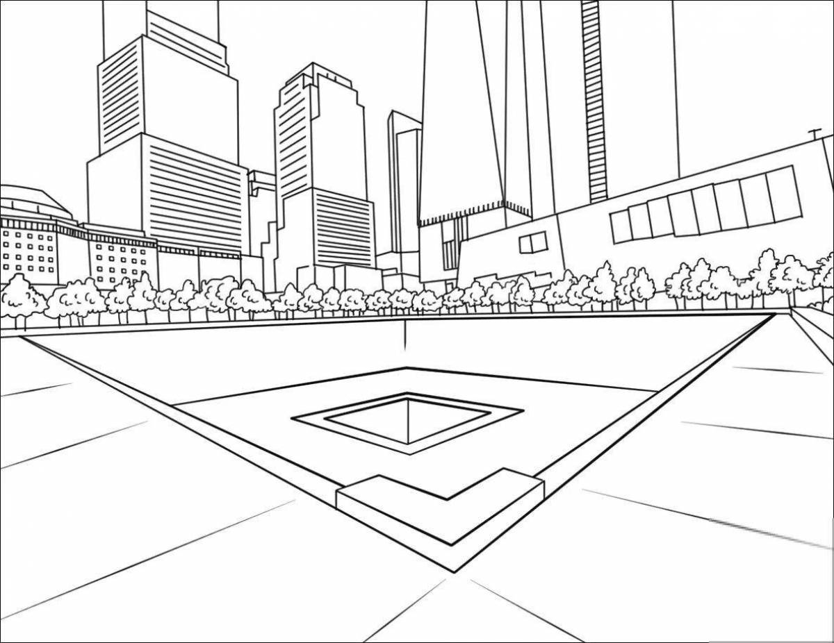 Amazing twin towers coloring page