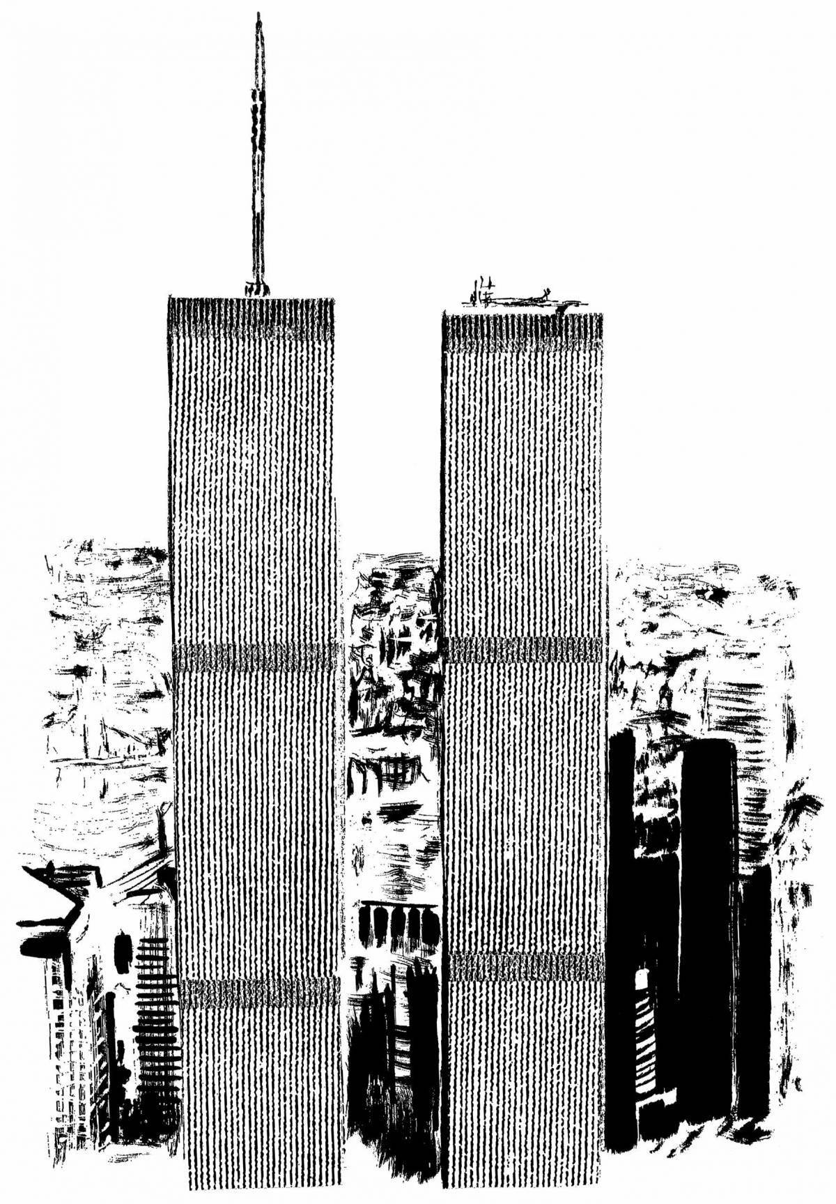 Exquisite twin towers coloring book