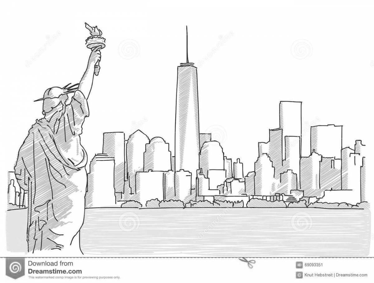 Colorful twin towers coloring book