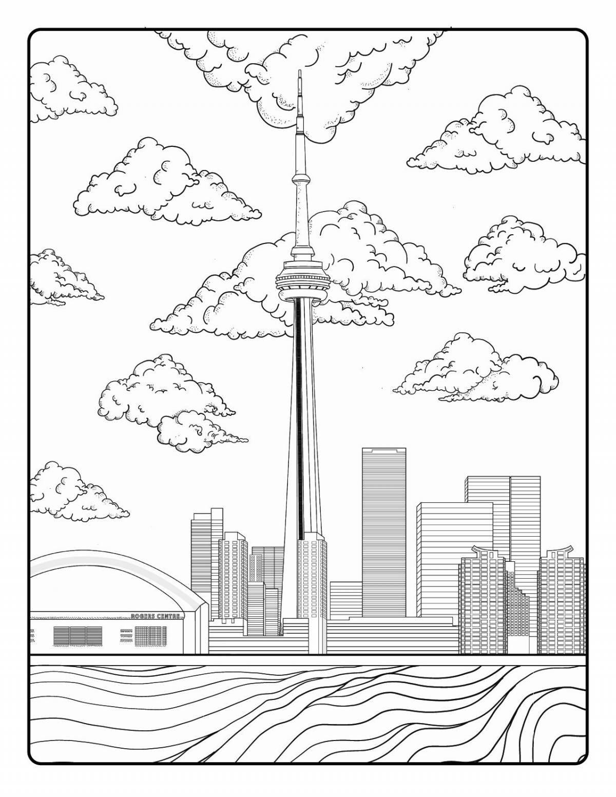 Brightly colored twin towers coloring book