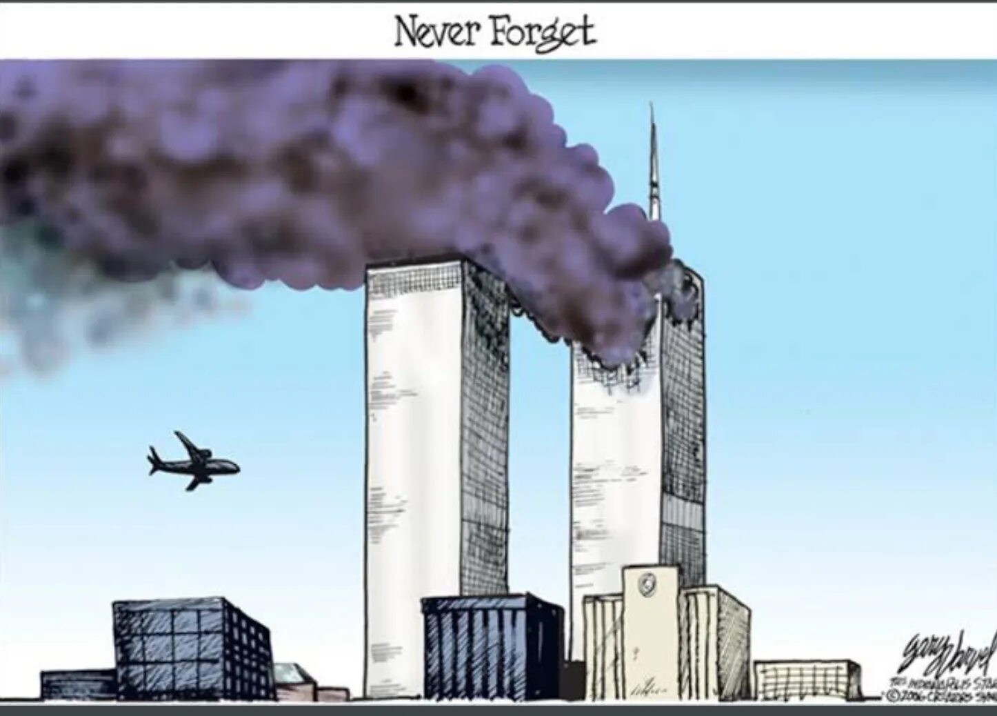 Vividly illustrated coloring of the Twin Towers