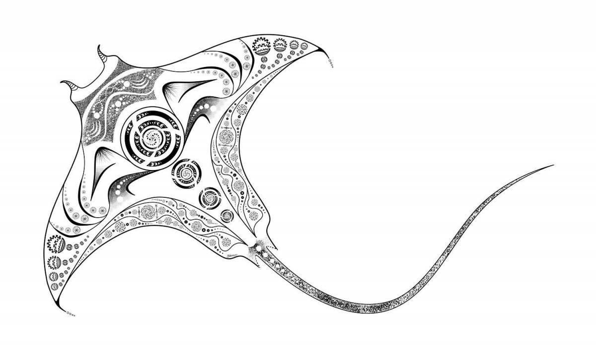 Gorgeous manta ray coloring page