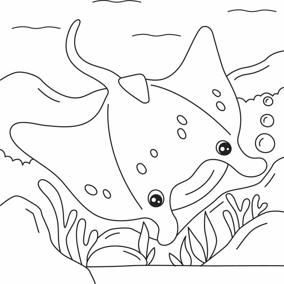 Beautiful manta ray coloring page