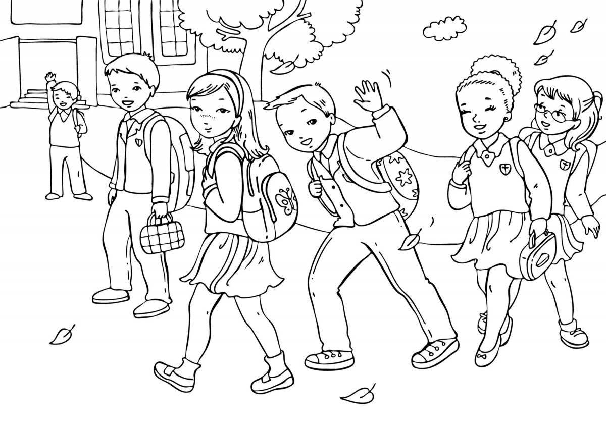 Color-gleeful school drawing coloring page
