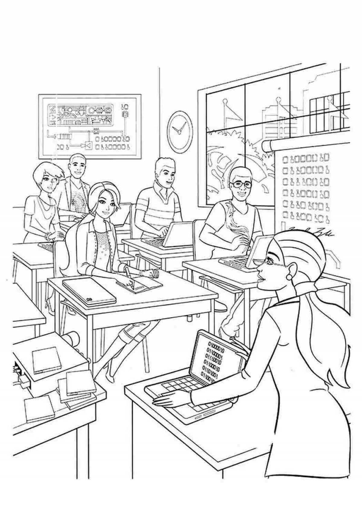Color-dreamy school drawing coloring page