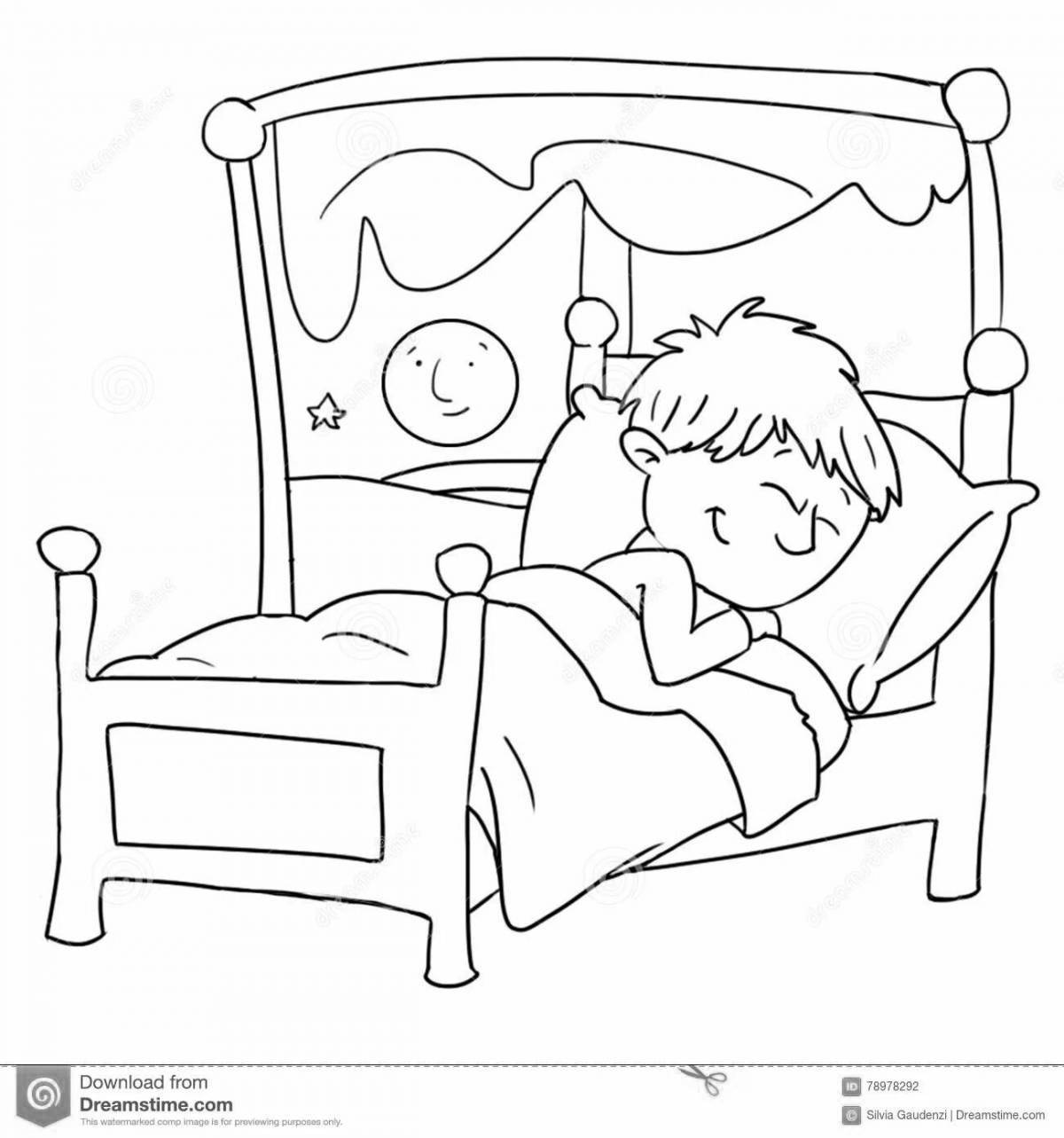 Relaxed children sleeping coloring pages
