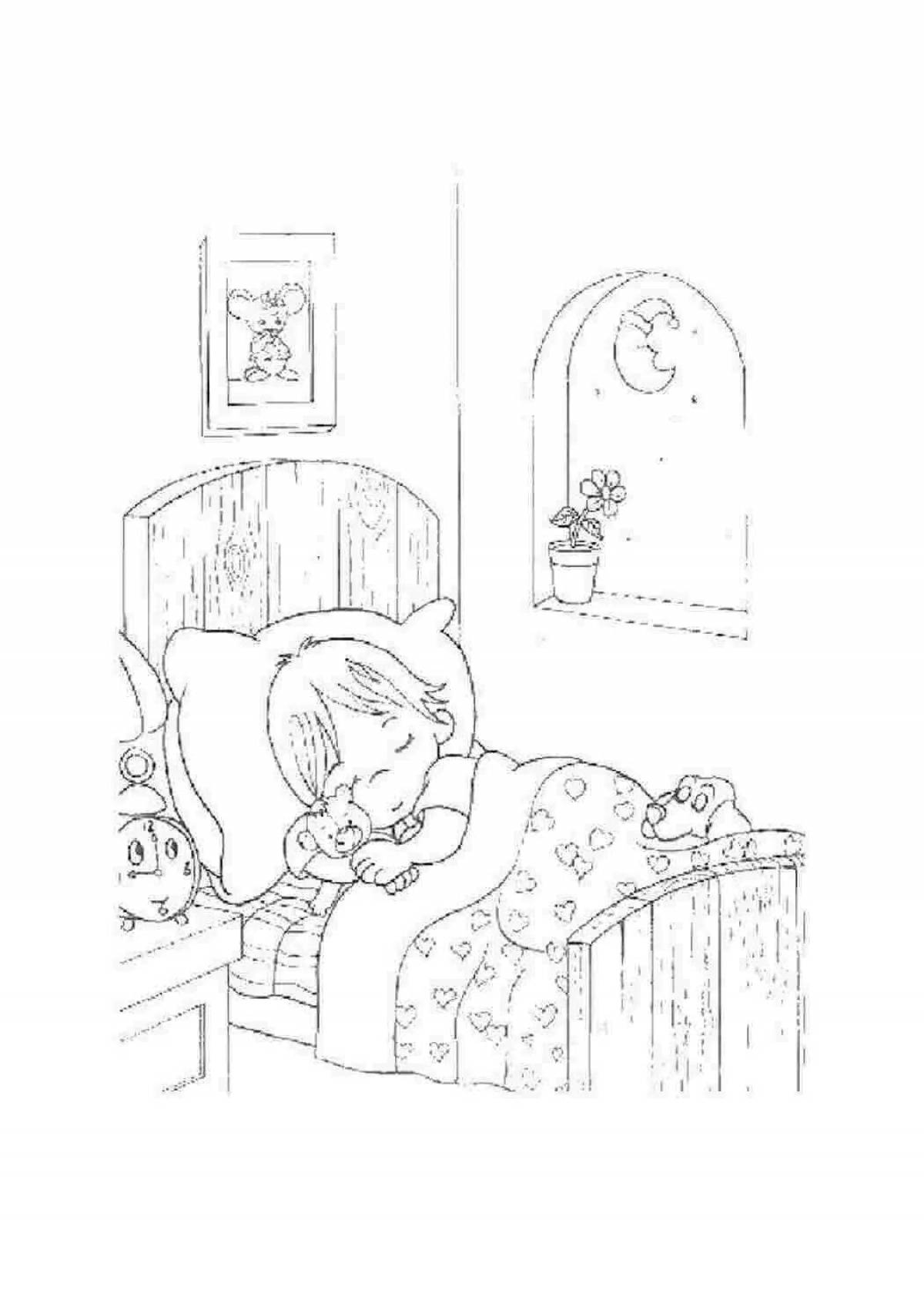 Adorable children sleeping coloring pages