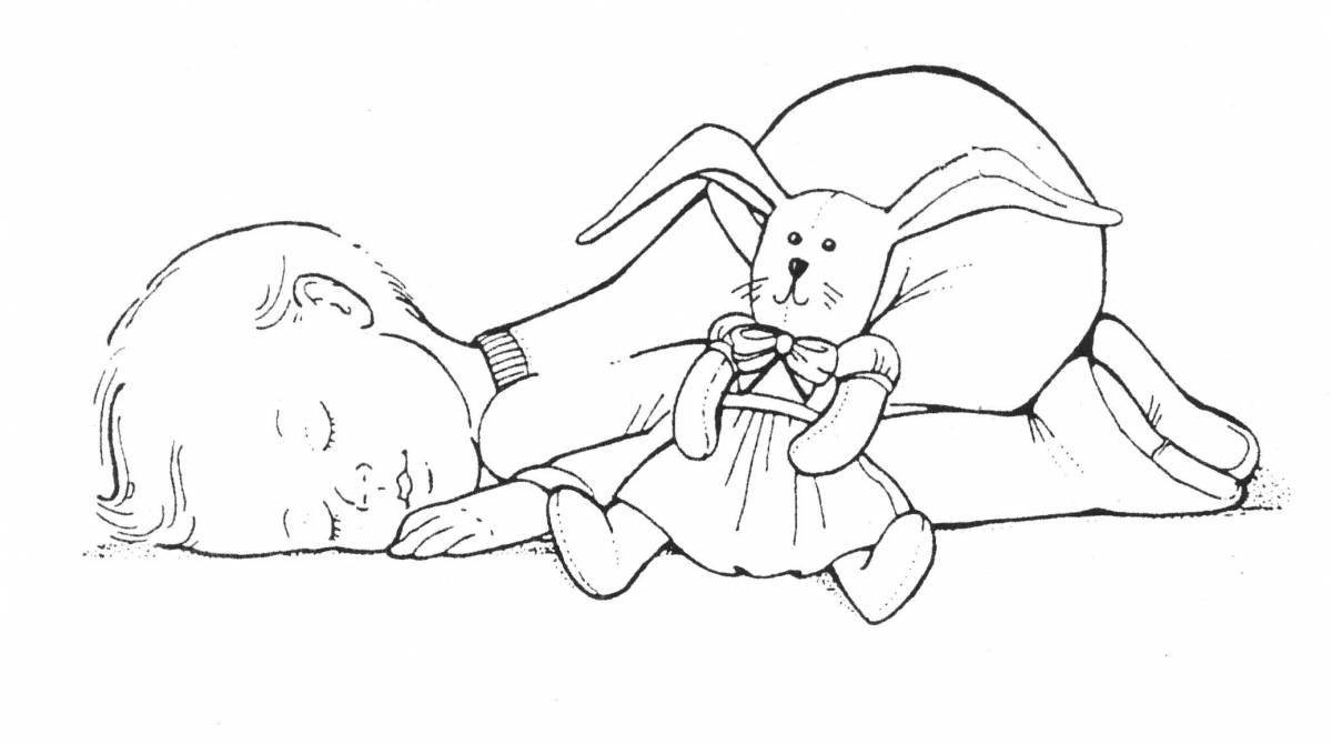 Cute kids sleeping coloring page